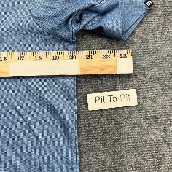 Travis Mathew Oceanside Heather Polo Shirt Mens M Blue Performance Short Sleeve - Picture 7 of 9